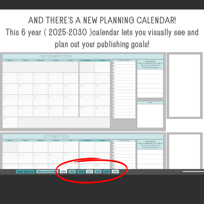 Word Count & Progress Tracker for Excel + Bonus Digital Calendar Planner (2025-2030)